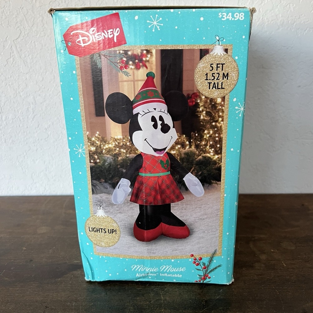 Disney Minnie Mouse‎ 5 ft Airblown Inflatable Christmas Yard Decoration Light Up - Picture 2 of 5